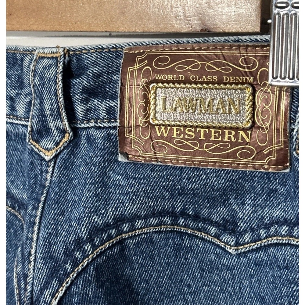 Women's Vintage Lawman High Waisted Jeans Slim Fit Straight Sz 24 24x29 - Picture 10 of 13